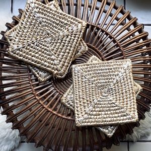Vintage square raffia trivets